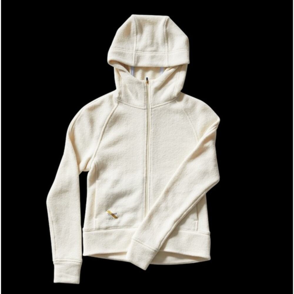 Tracksmith Freya Hoodie merino wool blend full zip sweatshirt cream size XS